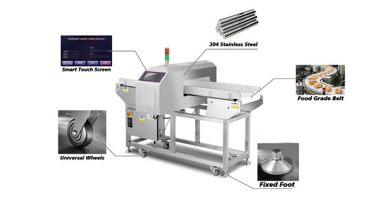 دستگاه فلزیاب مواد غذایی با رنج تشخیص 10 گرم تا 5000 گرم، ابعاد 1200mm x 800mm x 1200mm